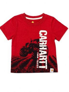 Carhartt Boys Red Tractor Graphic T-Shirt 2T | Farm Tested Short Sleeve Tee